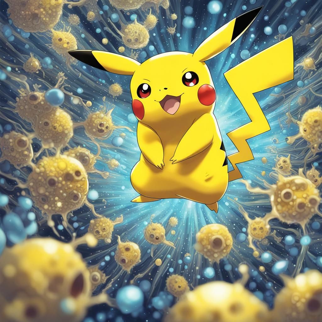 Microscopic Pikachu in Anime Style