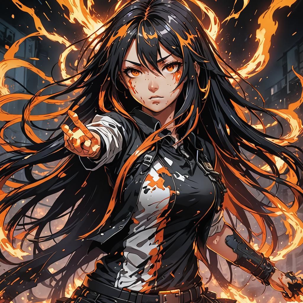 Fiery Manga Teenager in Studio Trigger Anime Style