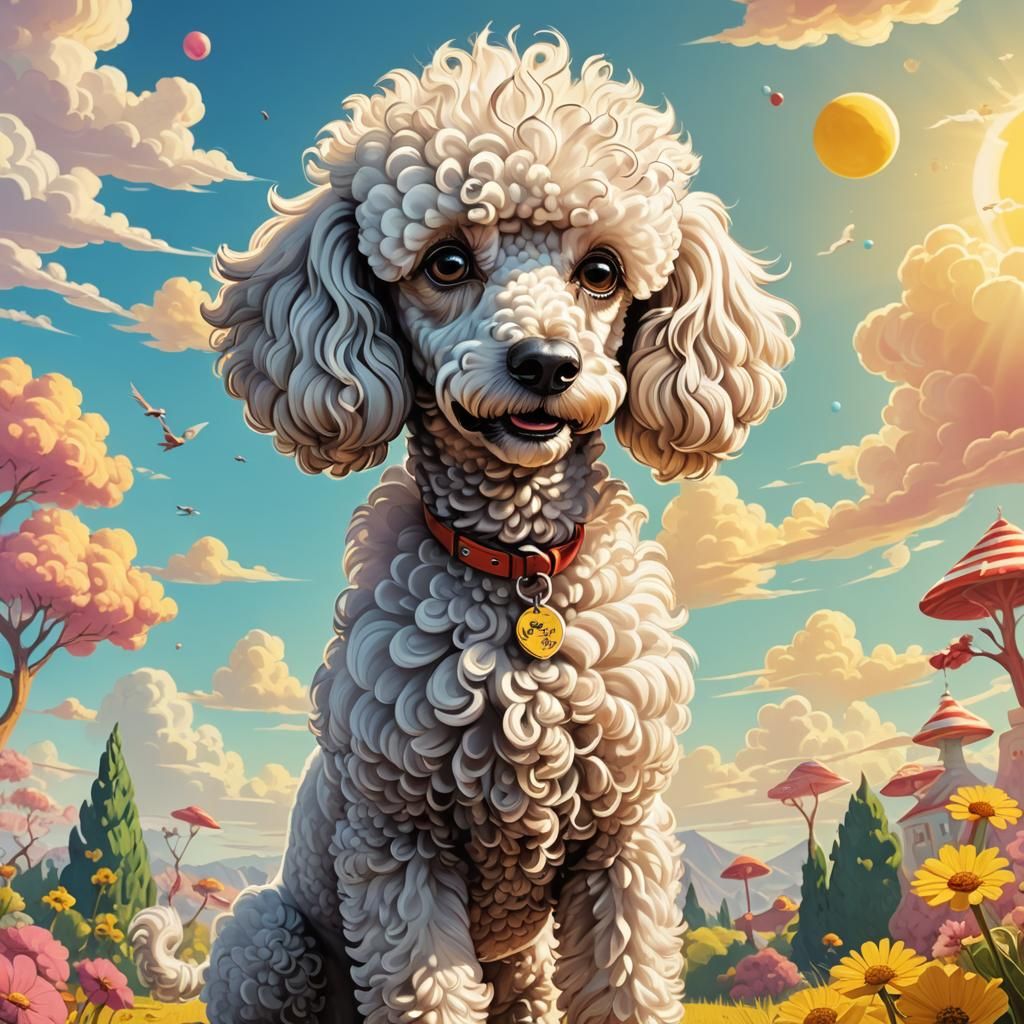 Dr. Seuss Cartoon Poodle in 2D Digital Art
