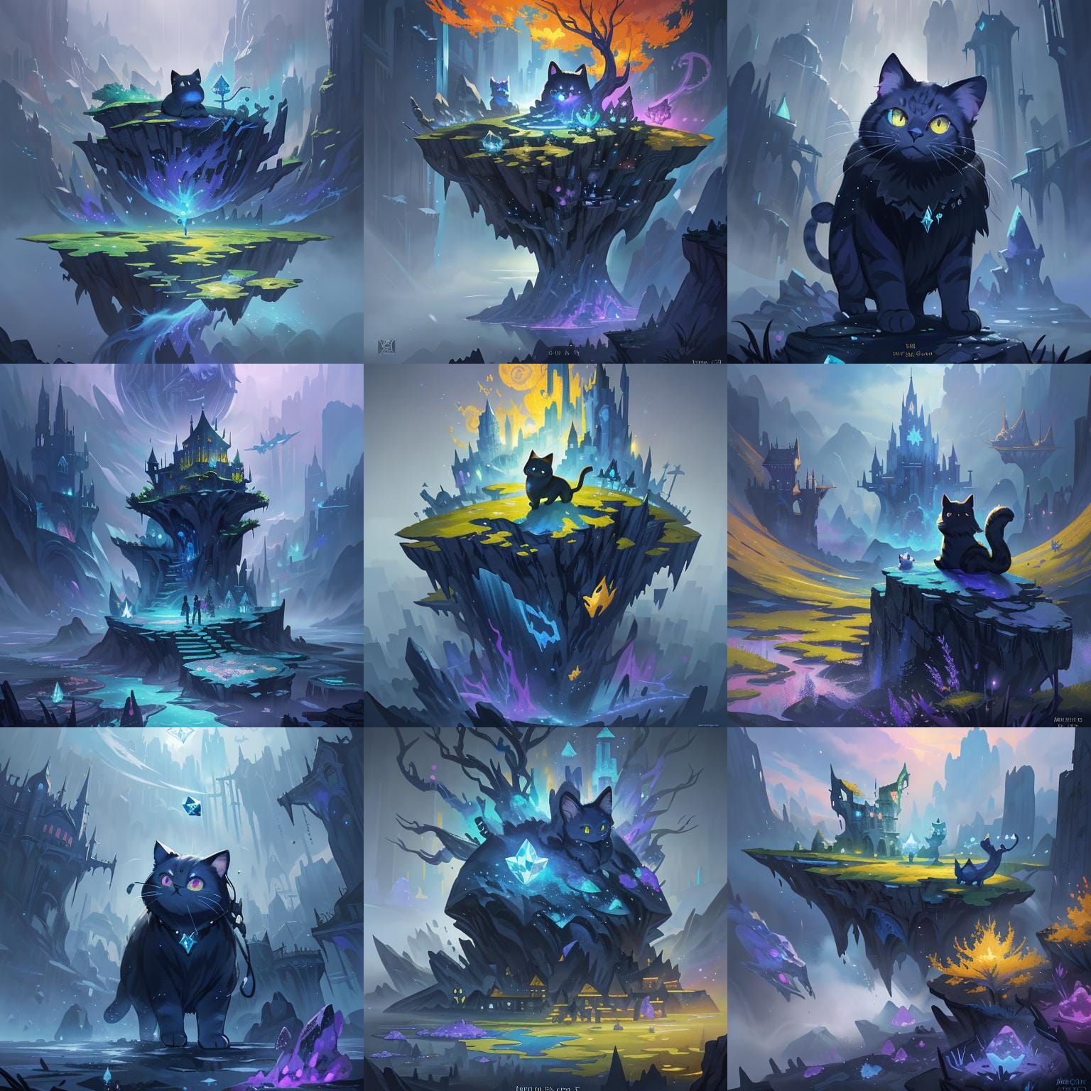 Fantastical Diamond Cat Digital Painting