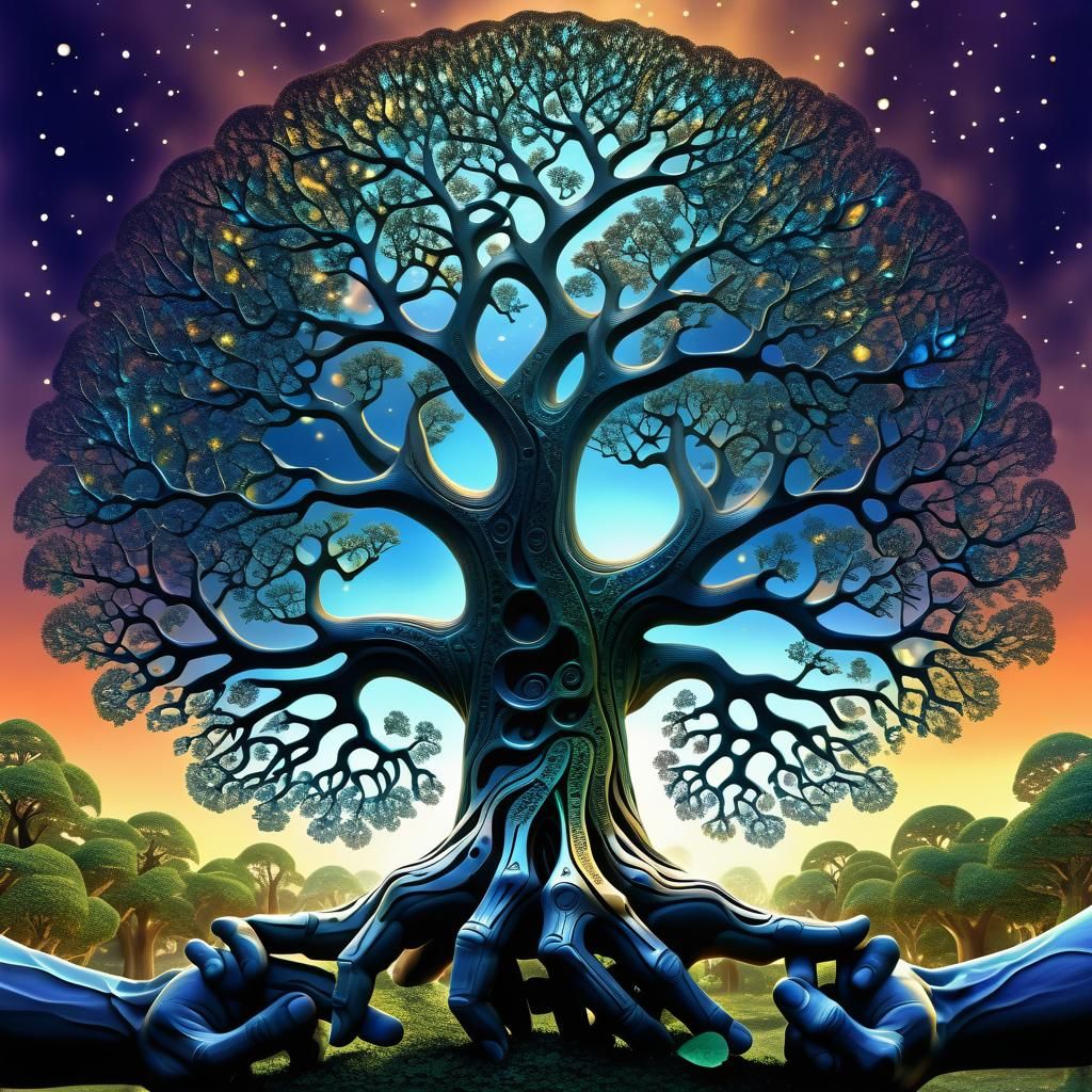 Surreal Hand Tree in Magic Surrealism Style