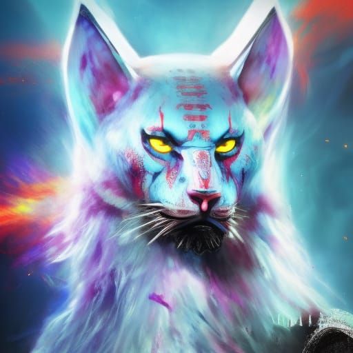 Obsidian Faced Tiger Portrait in Biopunk Style