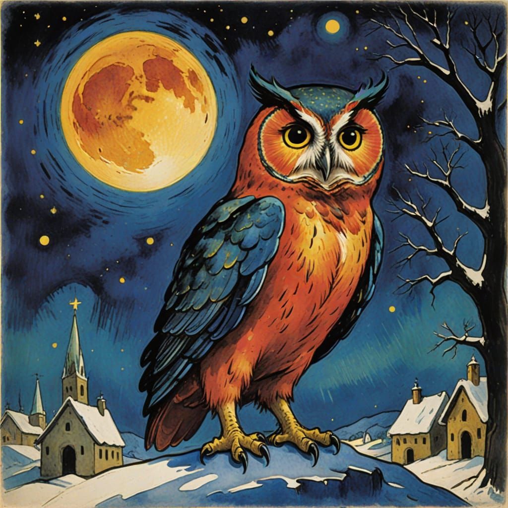 Drunken Martian Owl in Holiday Crypt Daylight