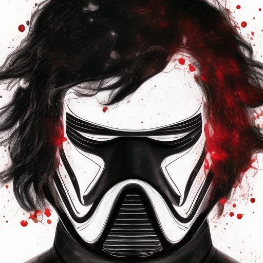 Hyperrealistic Kylo Ren Portrait with Splash Art