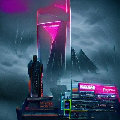 Neon Obelisk in Cyberpunk 2099 Style
