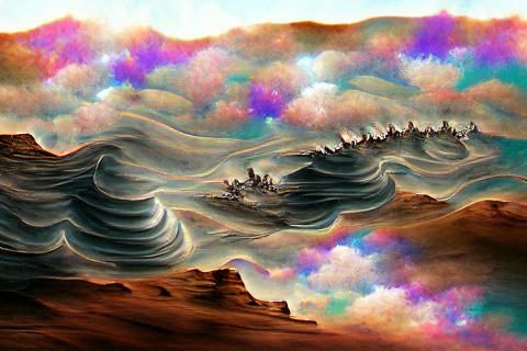 Ship of Fools in Desert, Holographic Illustration