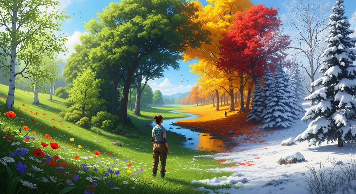 Four Seasons Dreamscape: A Retro-Futuristic Vision