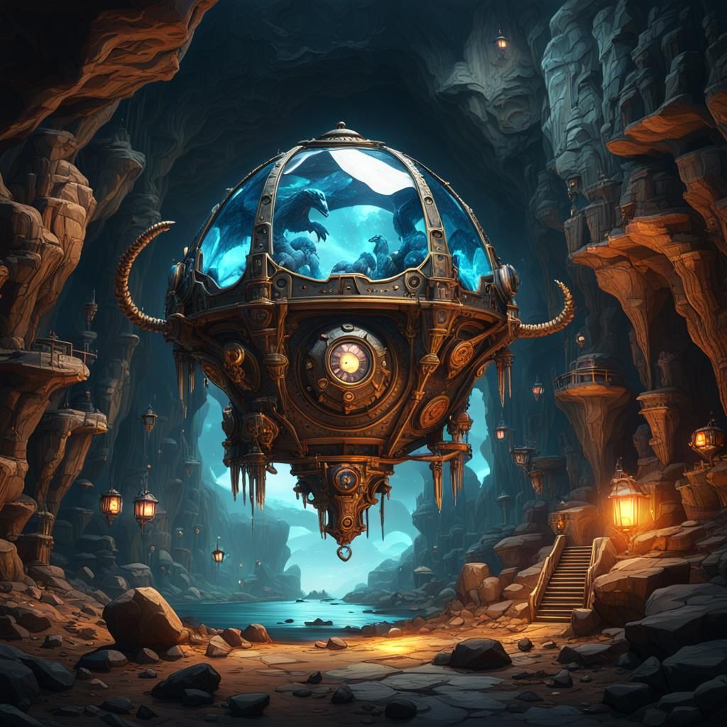 Steampunk Animals Guard Gemstone Cavern