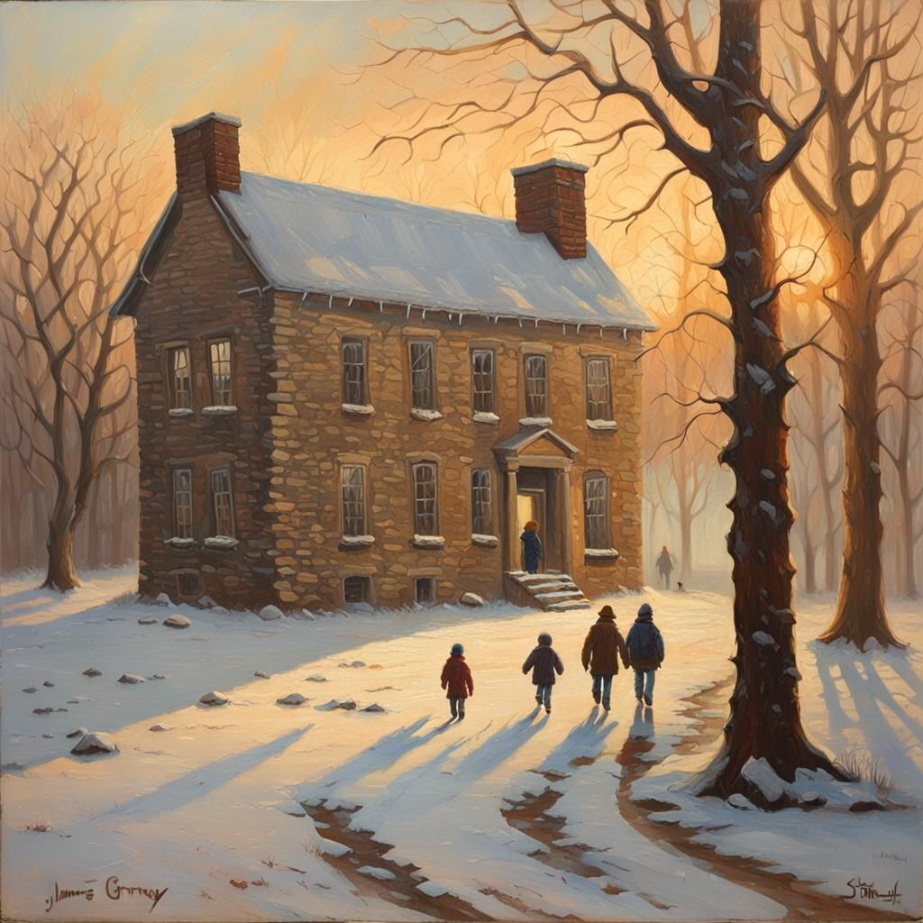 Teacher Greets Students: Gurney-Style Oil Painting