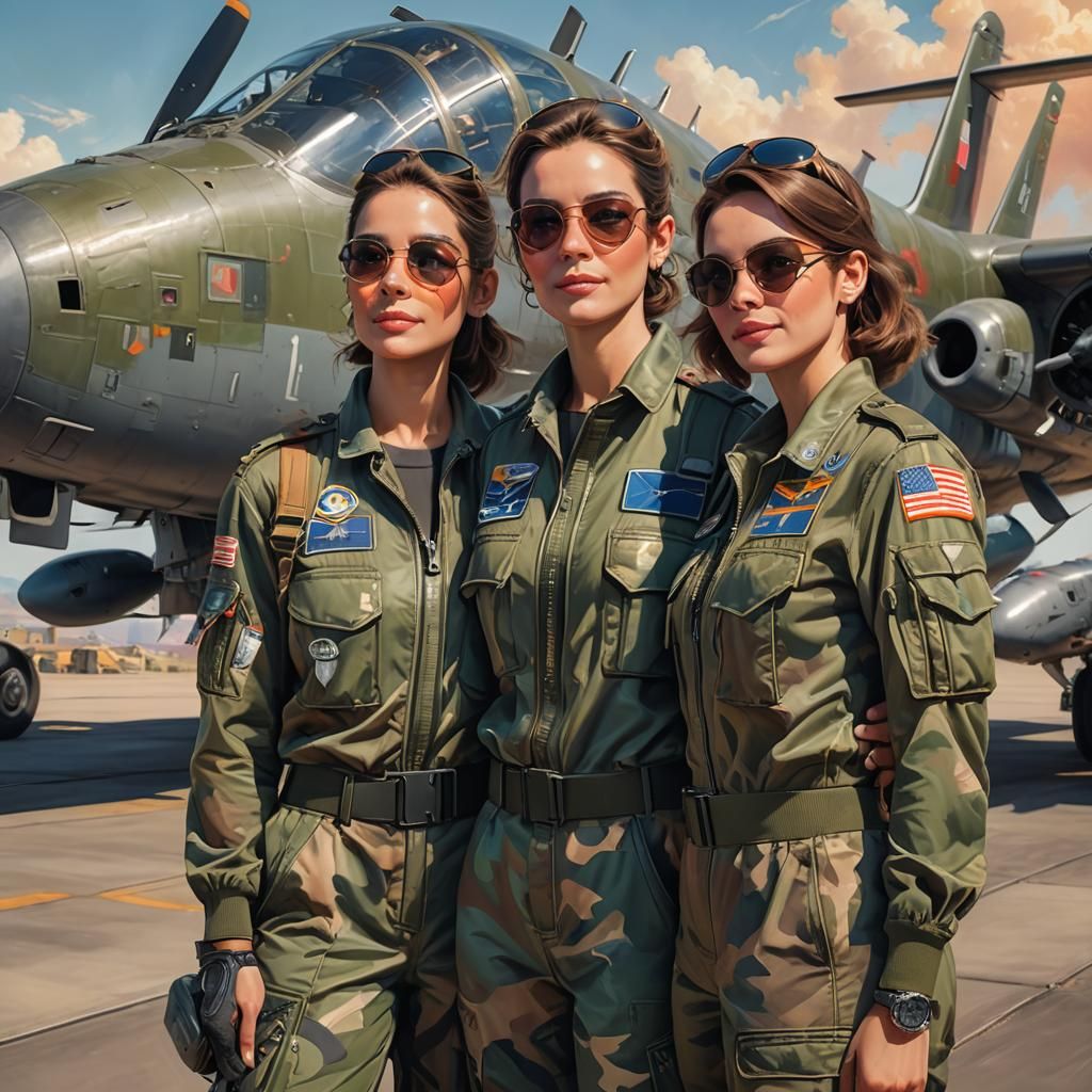 Soldiers and Pilot in Hyperrealistic Concept Art