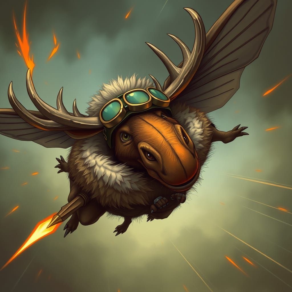 Ferocious Mosquito-Moose Villain Flies with Determination