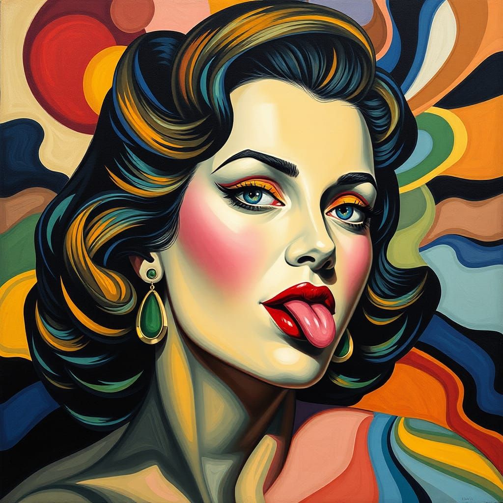 Hedy Lamarr Portrait with Cubist Reflections