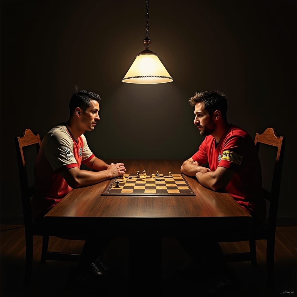 Ronaldo and Messi Play Chess: A Surrealist Game