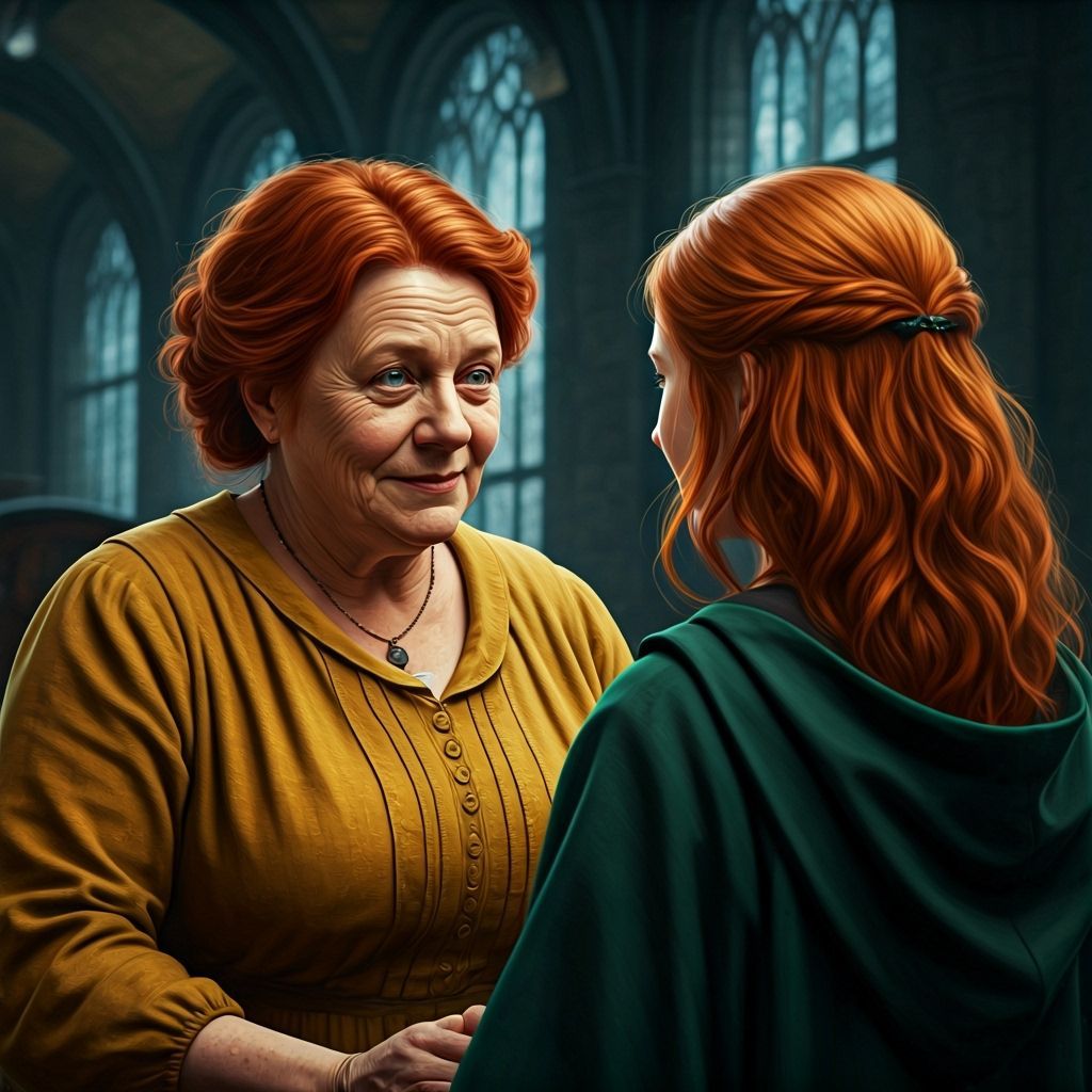 Molly Weasley Greets Granddaughter: Hogwarts Platform Art