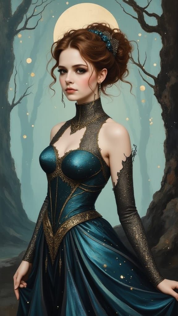 15th Century Lady in Opulent Masked Portrait