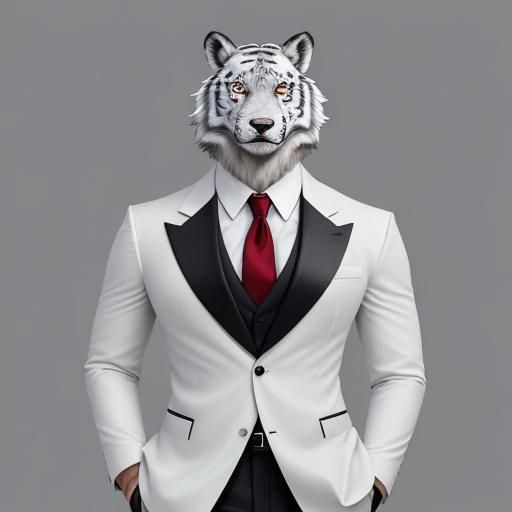 Angry Anthropomorphic Wolf in White Suit