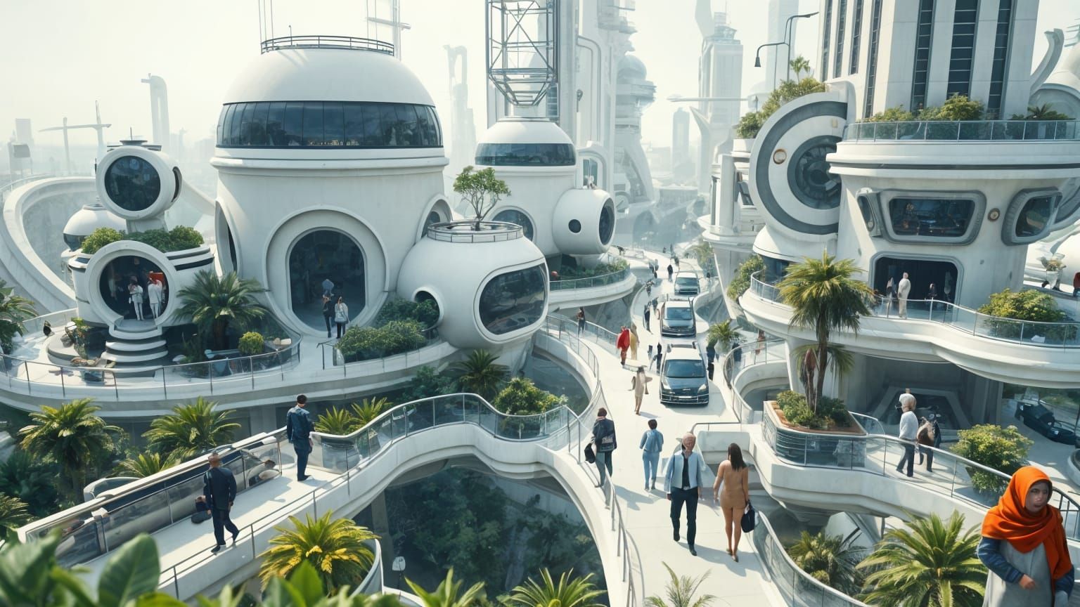 Futuristic Floating City with Diverse Cultures