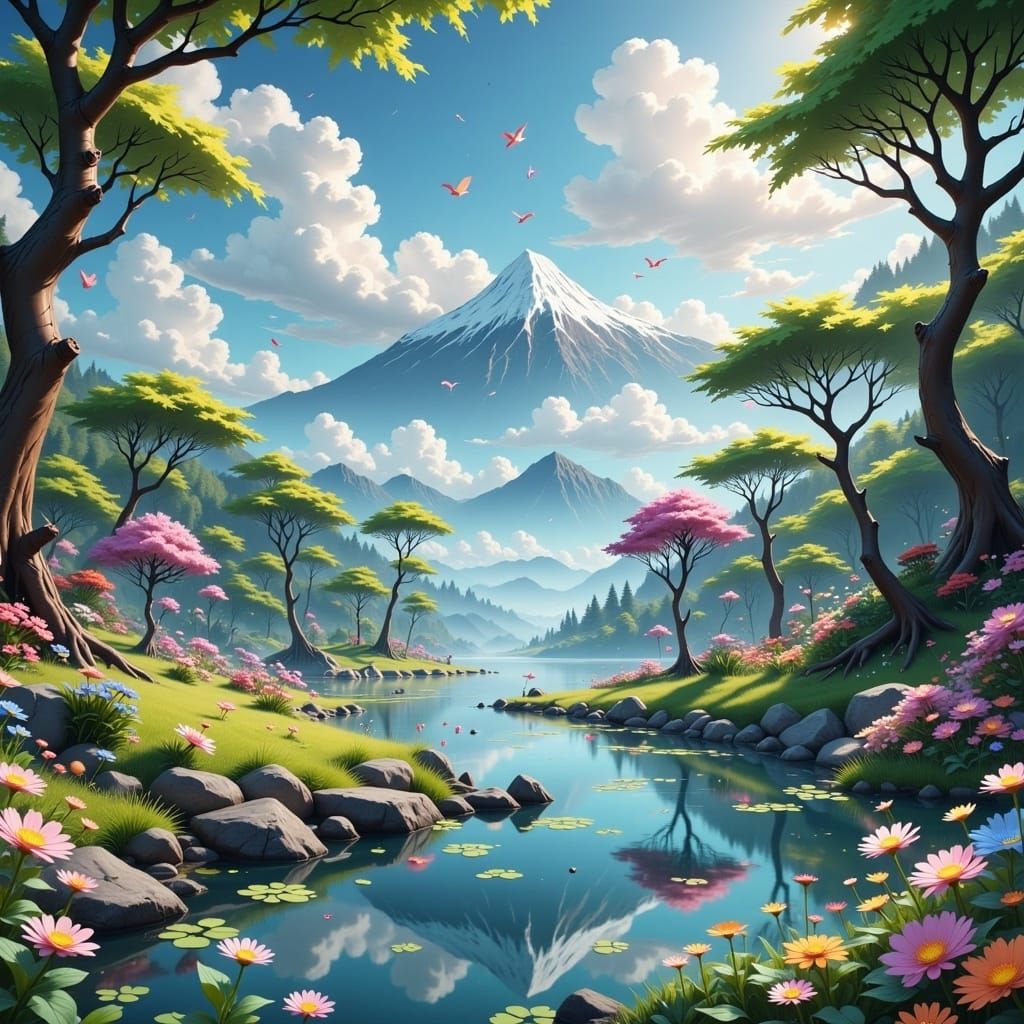 Surreal Landscape in 3D Anime Style