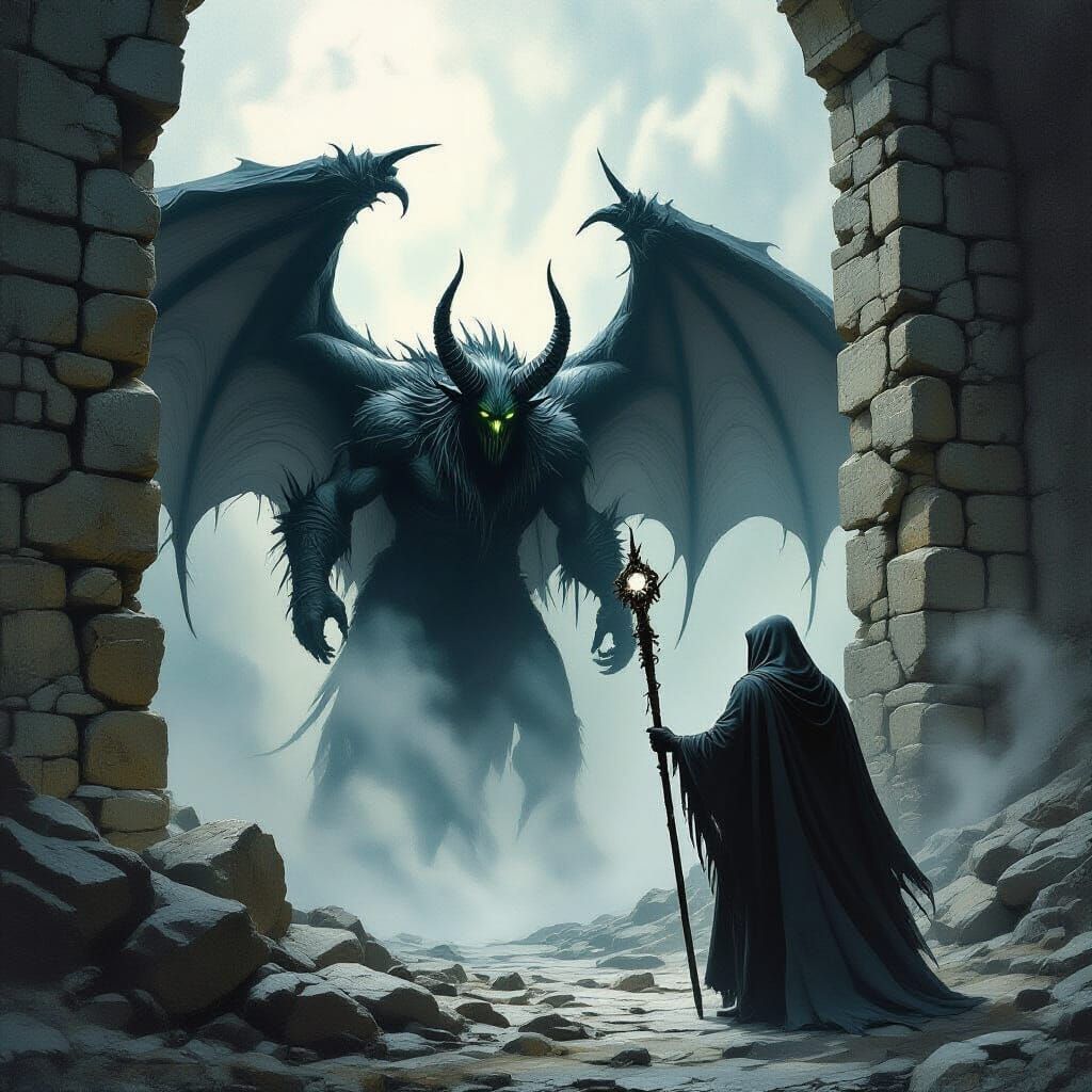 Demonic Creature Emerges in Dark Fantasy Style