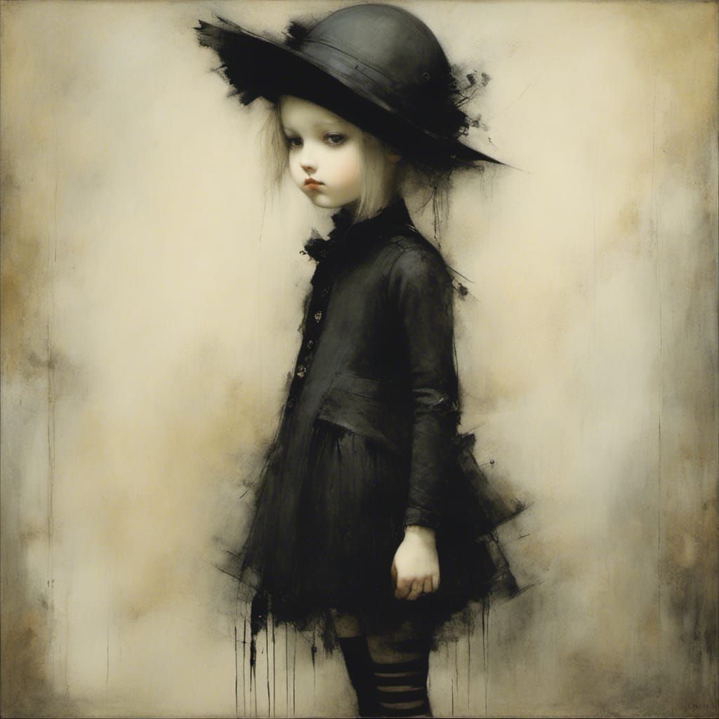 Goth Punk Girl Inspired by Children's Book Illustration