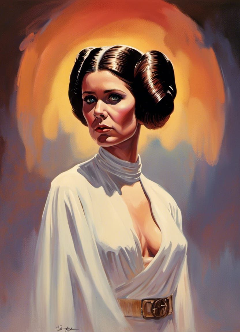 Princess Leia as a Frank Frazetta Painting