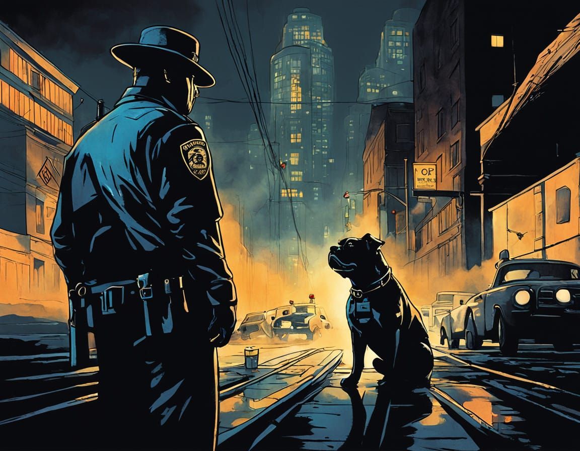Anthropomorphic Dogs in Law and Order Style Police Scene