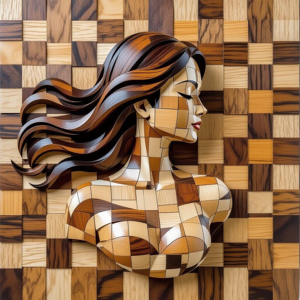 Wooden Female Form in Japanese Minimalist Style