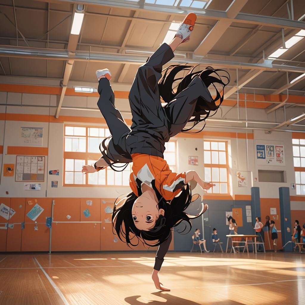 Gymnast Backflip: Anime-Style Digital Art