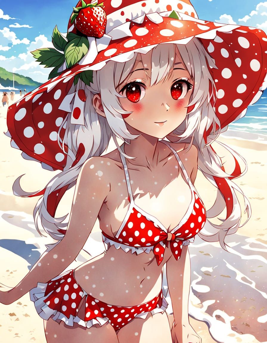 Strawberry Bikini Beauty at Sunset