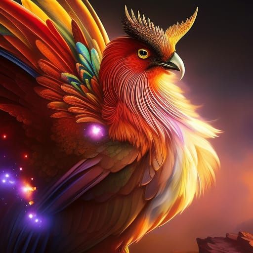 Mystical Rooster Portrait in Glowing Starlight