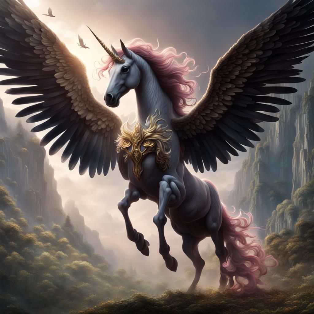 Epic Alicorn Rearing Up in Digital Matte Painting