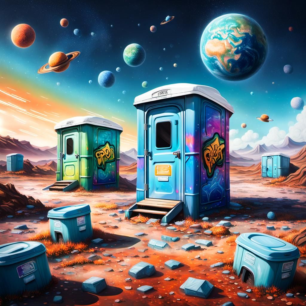 Orbiting Graffiti Porta-Potty: Professional Photography