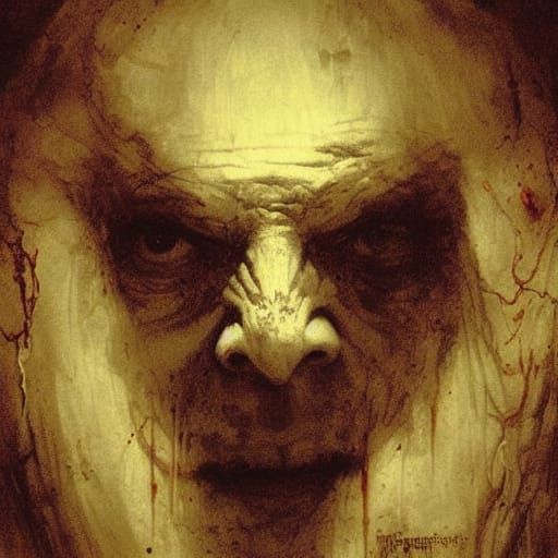 Horror Pizza Face in Gustave Doré Style