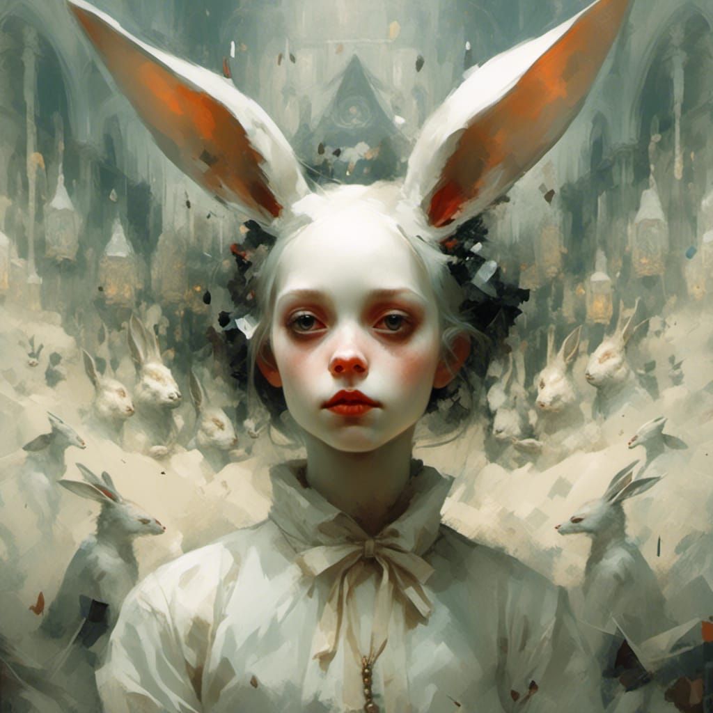Fairytale White Rabbit with Cute Expression