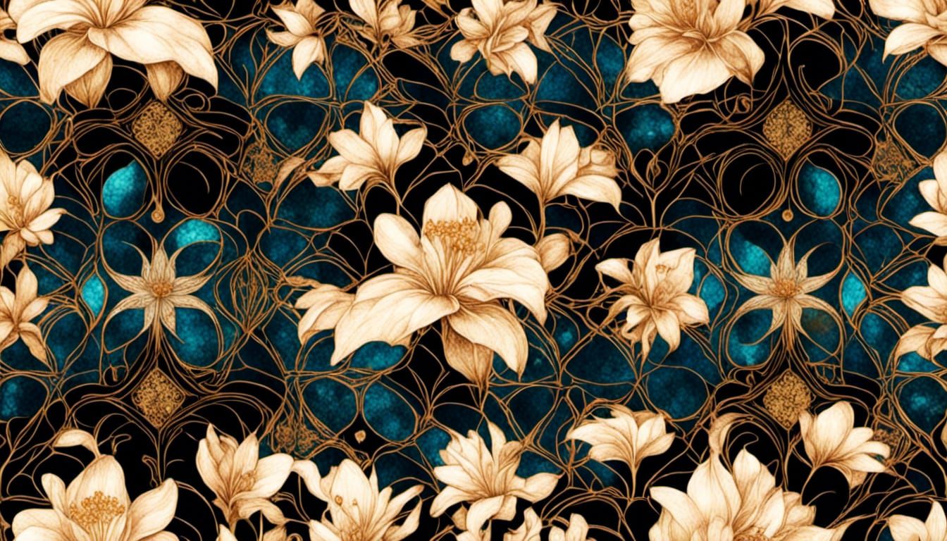 Opalescent Lilies in Art Nouveau Style