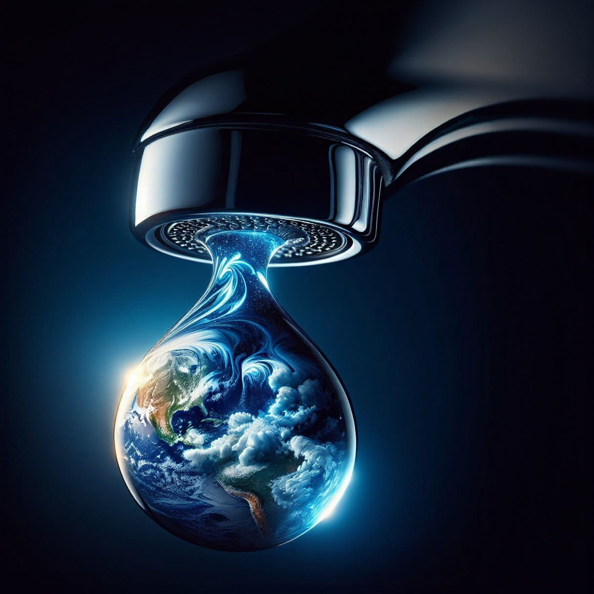 Glowing Drop of Water Reveals Earth in Vibrant Detail