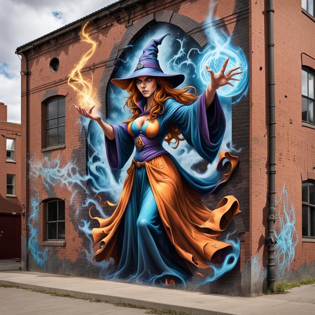 Graffiti Sorceress Casting Spell in 3D