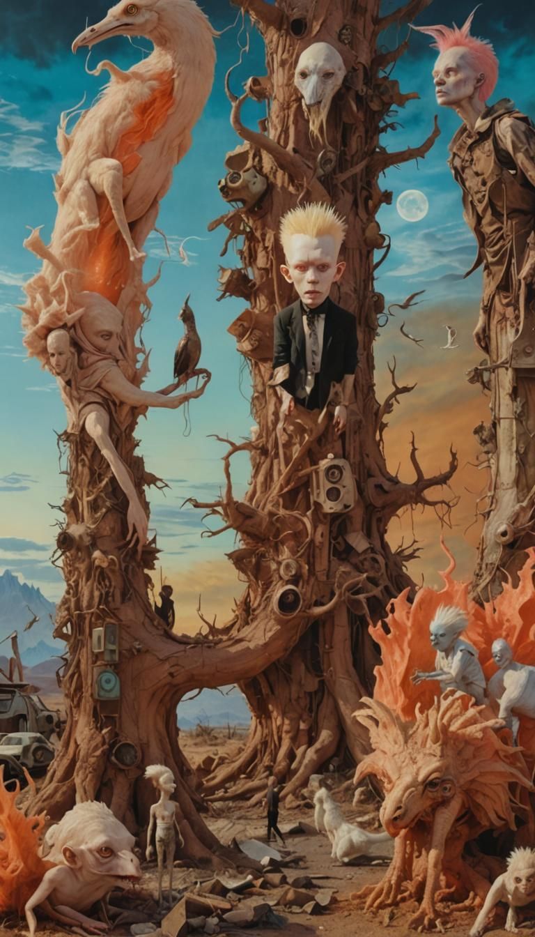 Albino Punk Prophets in Apocalyptic Wasteland Collage