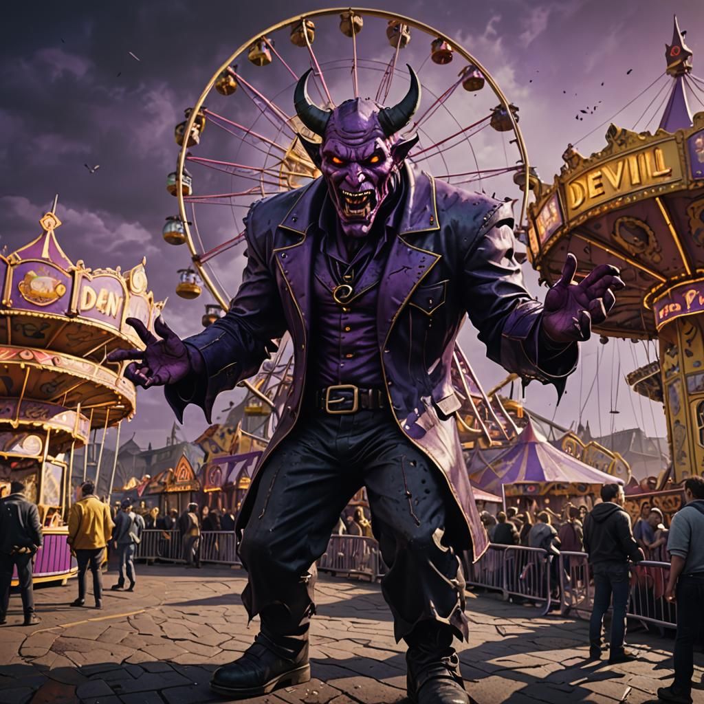 Devil at the Funfair: Dark Fantasy Art Nouveau
