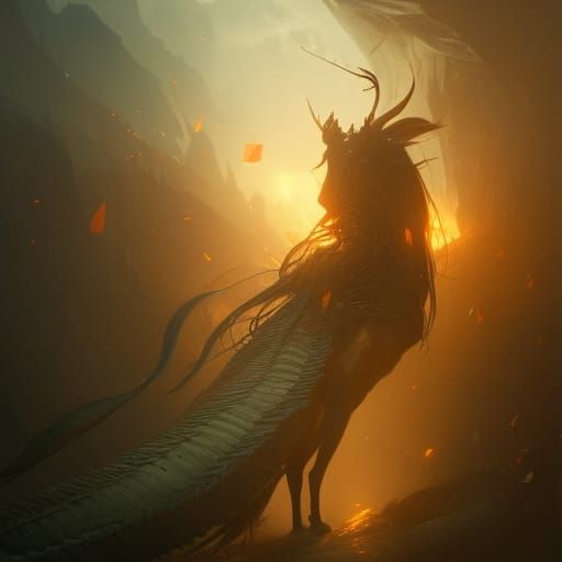 Detailed Kirin in Dark Fantasy Style