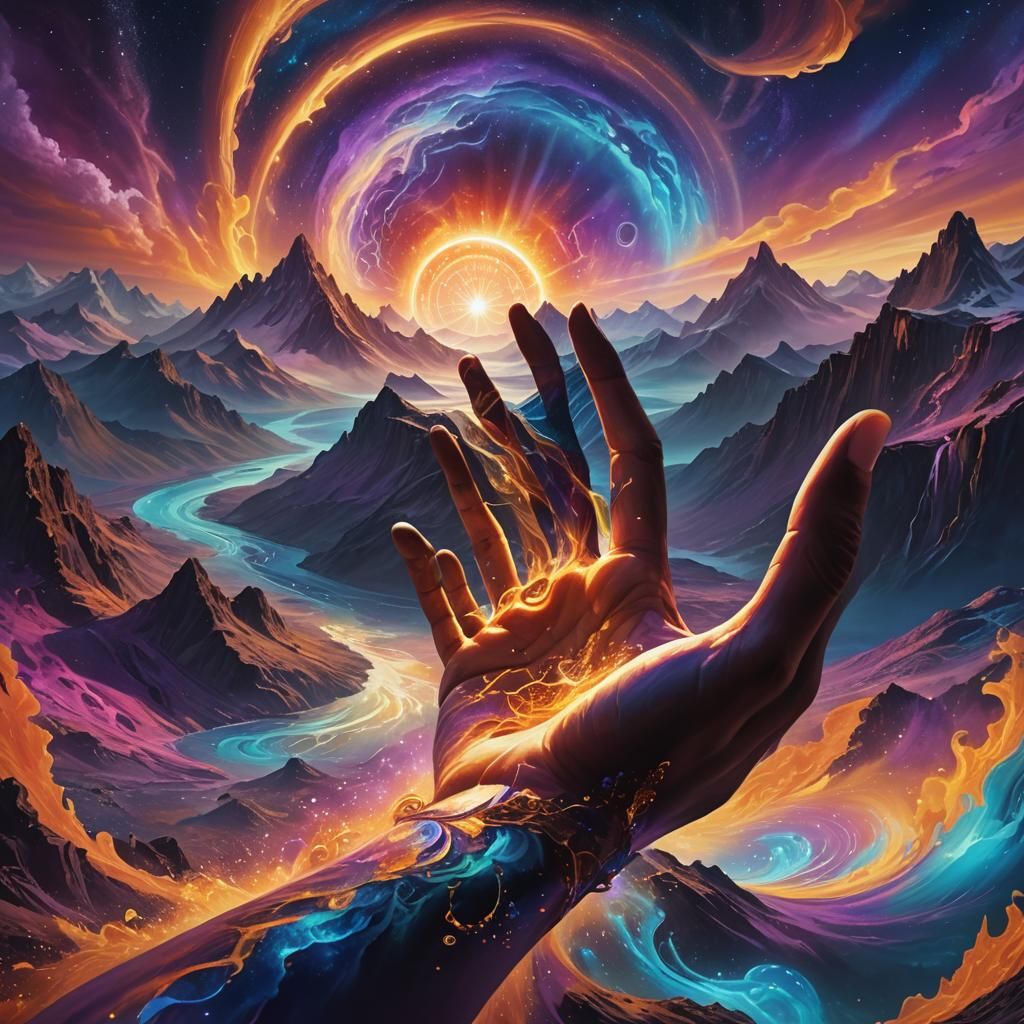 Cosmic Entity Reshaping Earth in Digital Art