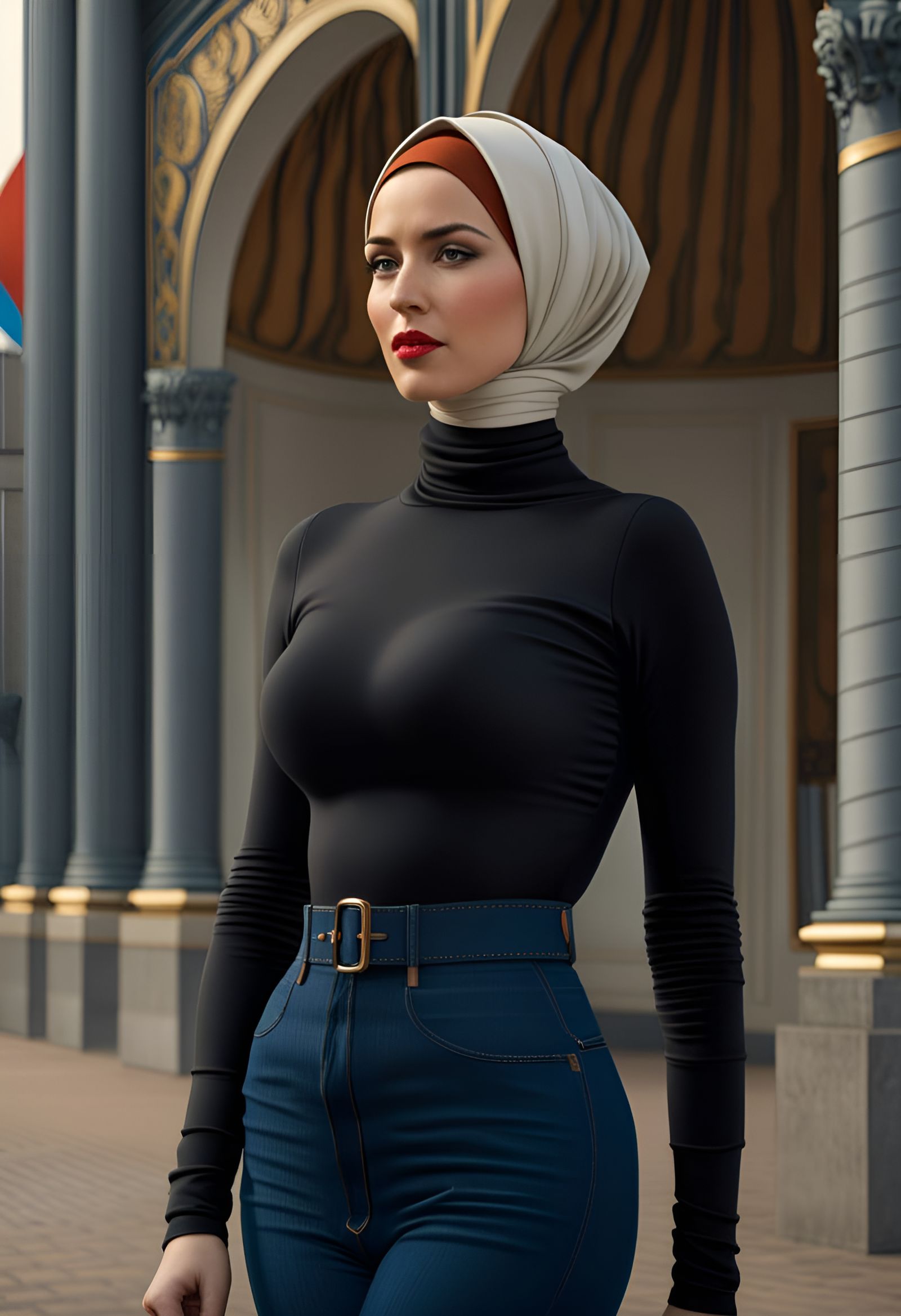 Woman in Hijab and Jeans in Berlin