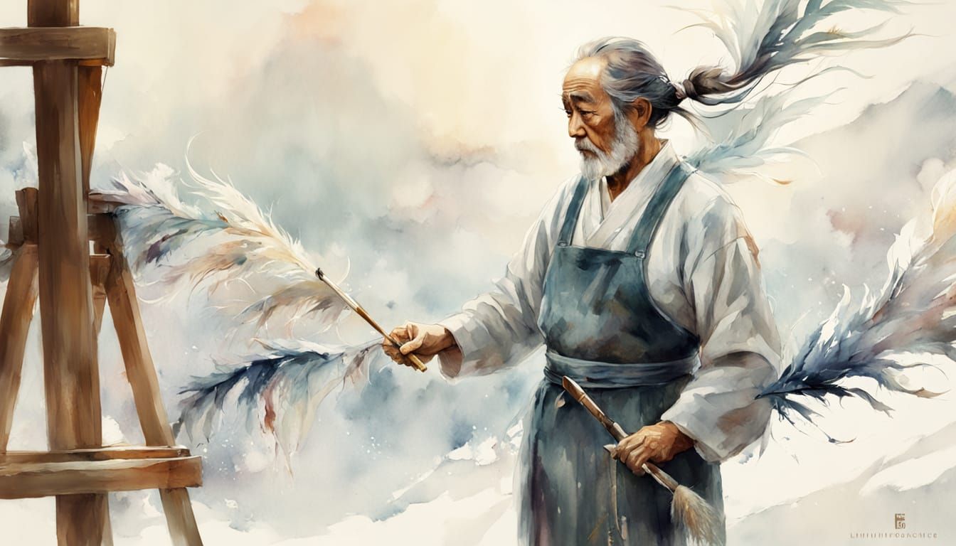 Masterful Watercolor Artist in Soft Focus