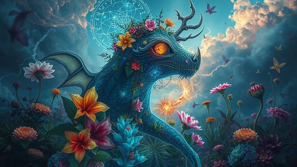 Ethereal Psychopath in Dreamlike Botanical Realm