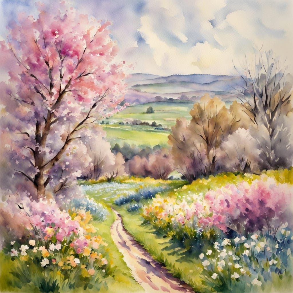 Impressionist Spring Watercolour Masterpiece