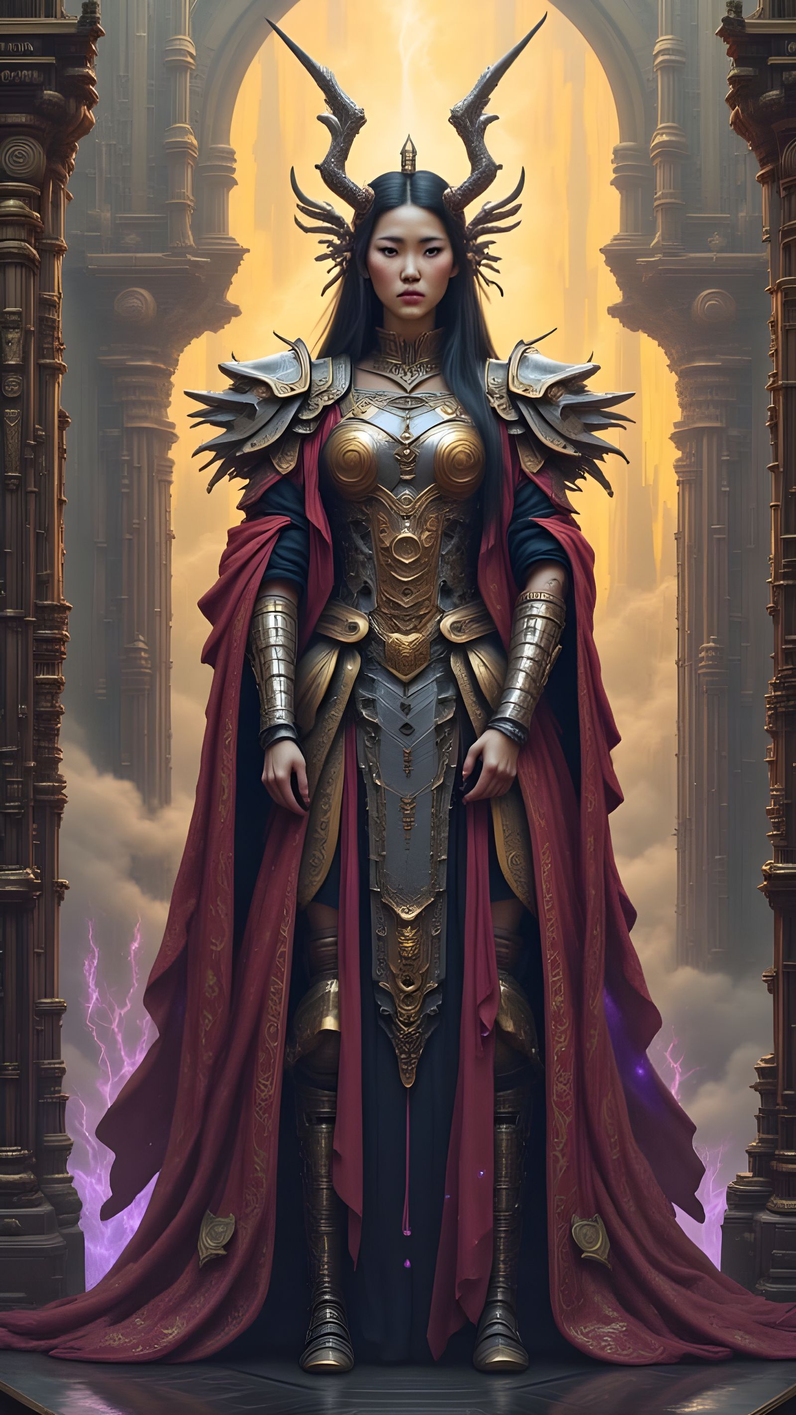 Steampunk Samurai Princess in Art Nouveau Style