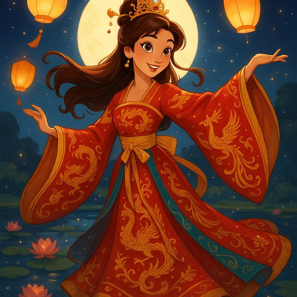 Majestic Disney-Inspired Scene: Royal Chinese Courtesan in E...