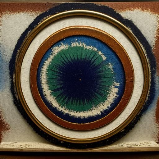 Gritty Sci-Fi Encaustic Painting in Retro Style