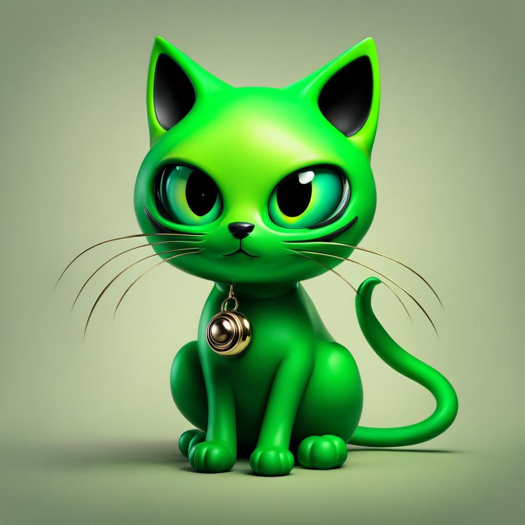 Weird Green Alien Cat
