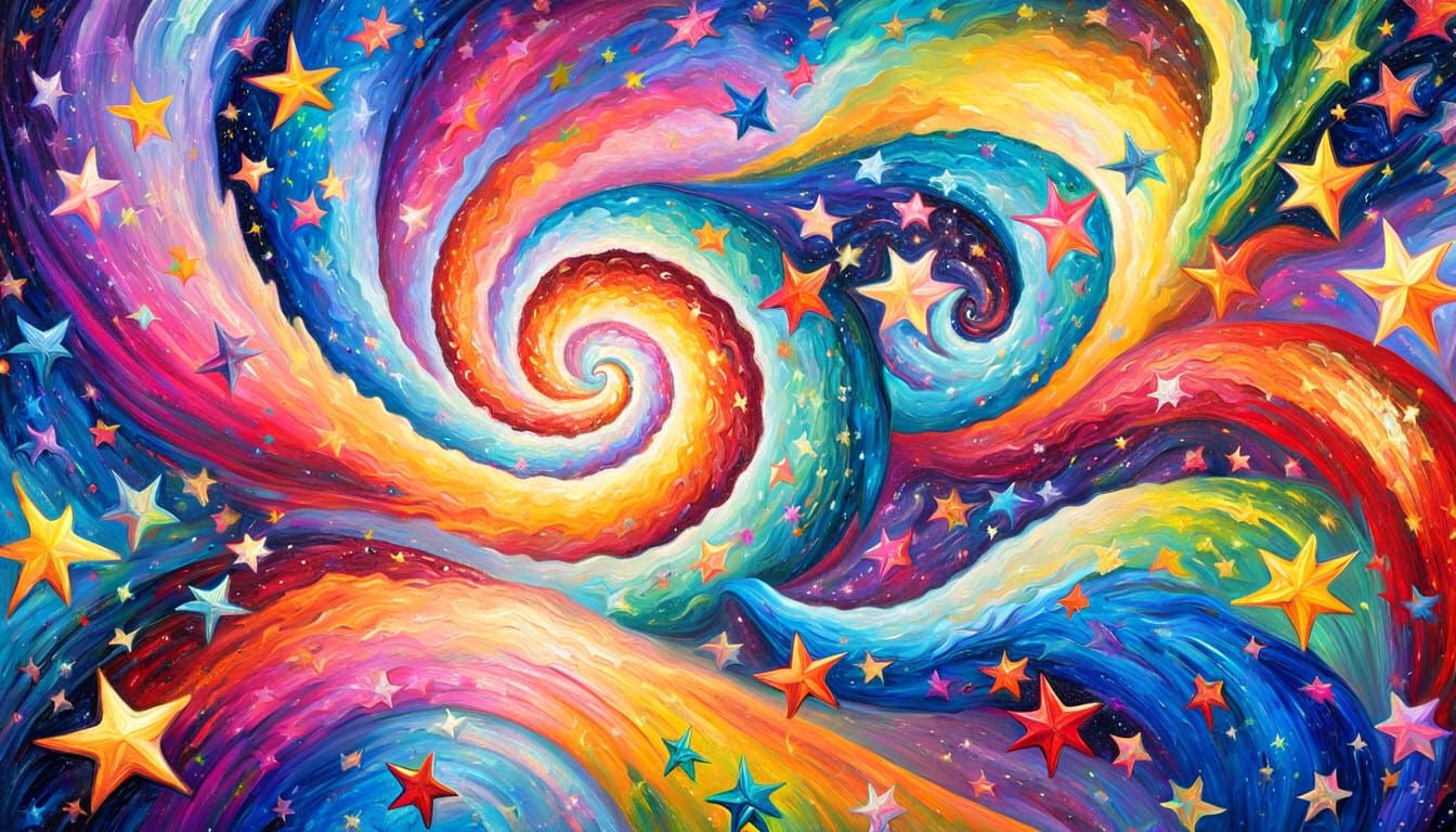 Celestial Whirlpools in Neo-Impressionist Oil Painting